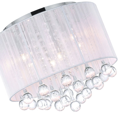CWI Lighting Water Drop 4 Light Drum Shade Metal Flush Mount in Chrome