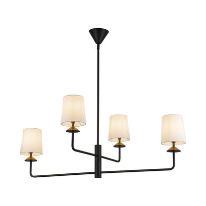Alora Lighting Ch497445 Bridgette 4 Light 44" Wide Chandelier - Matte Black/White Linen