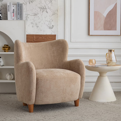 Christopher Knight Home Mid-Century Modern Velvet Wingback Accent Chair with Birch Legs, White