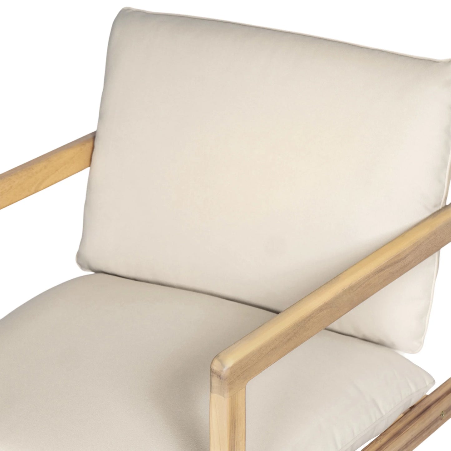 Christopher Knight Home 4-Piece Outdoor Conversation Set, Solid Wood Frame with Beige Cushions, Light Teak