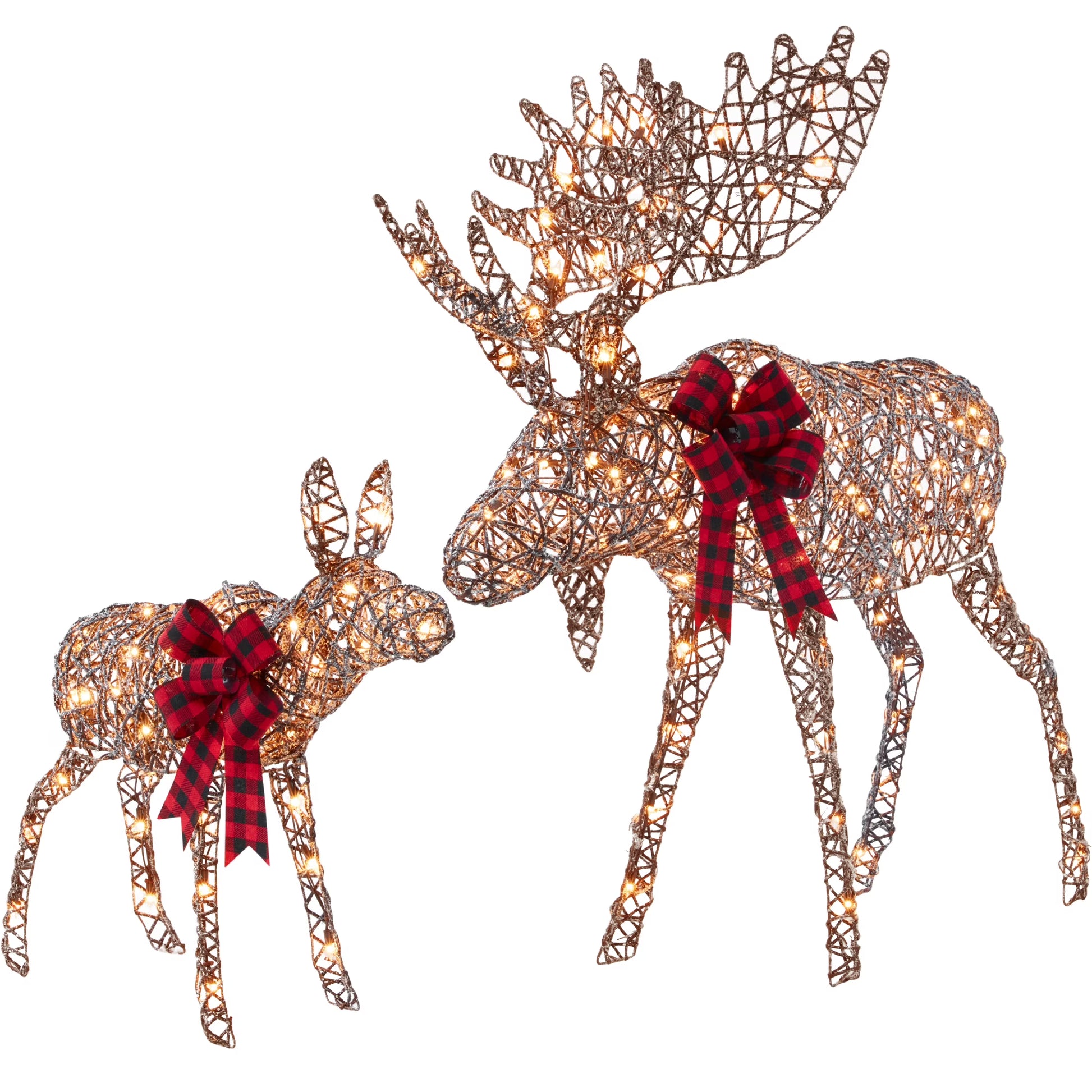 Best Choice Products 2-Piece Moose Family Lighted Christmas Yard Decor Set w/170 LED Lights, Stakes, Zip Ties - Gold
