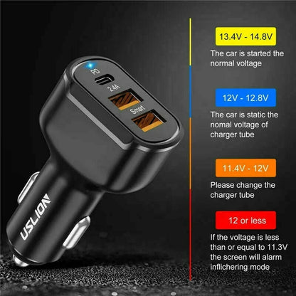 3in1 USB PD 30W Type-C Car Charger 2.4A Fast Charge Lighting Adapter For iPhone 13 12 11 Pro Max iPad Google pixel