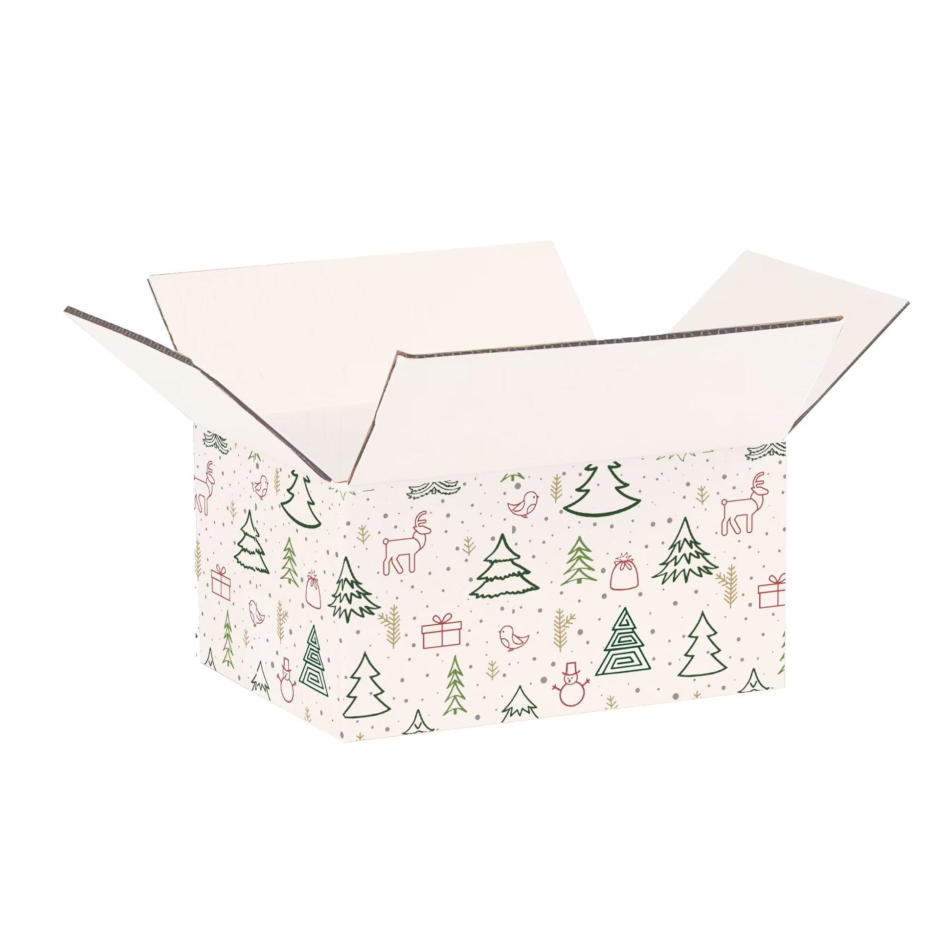 Ucanpack Christmas Boxes 8x8x4 inch - 100 Pack Winter Forest Printed Christmas Box Bulk - Holiday Shipping Box Made in USA Christmas Packaging Small Business