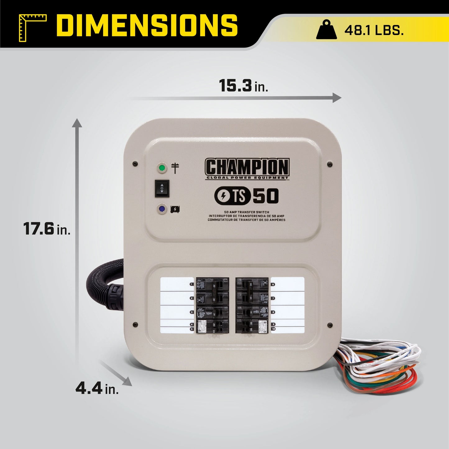 Champion Power Equipment 50Amps 240 Volts Manual Transfer Electrical Switch