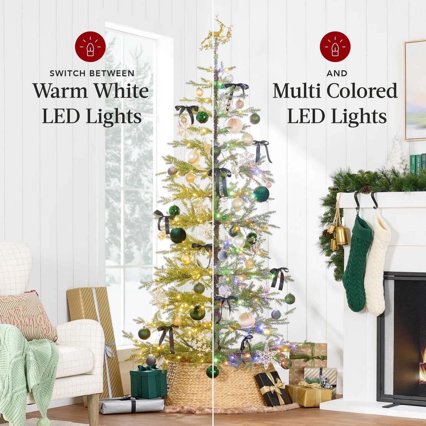 Best Choice Products 4.5ft Pre-Lit Sparse Christmas Tree w/100 2-in-1 LED Lights, Cordless Connection, Metal Stand