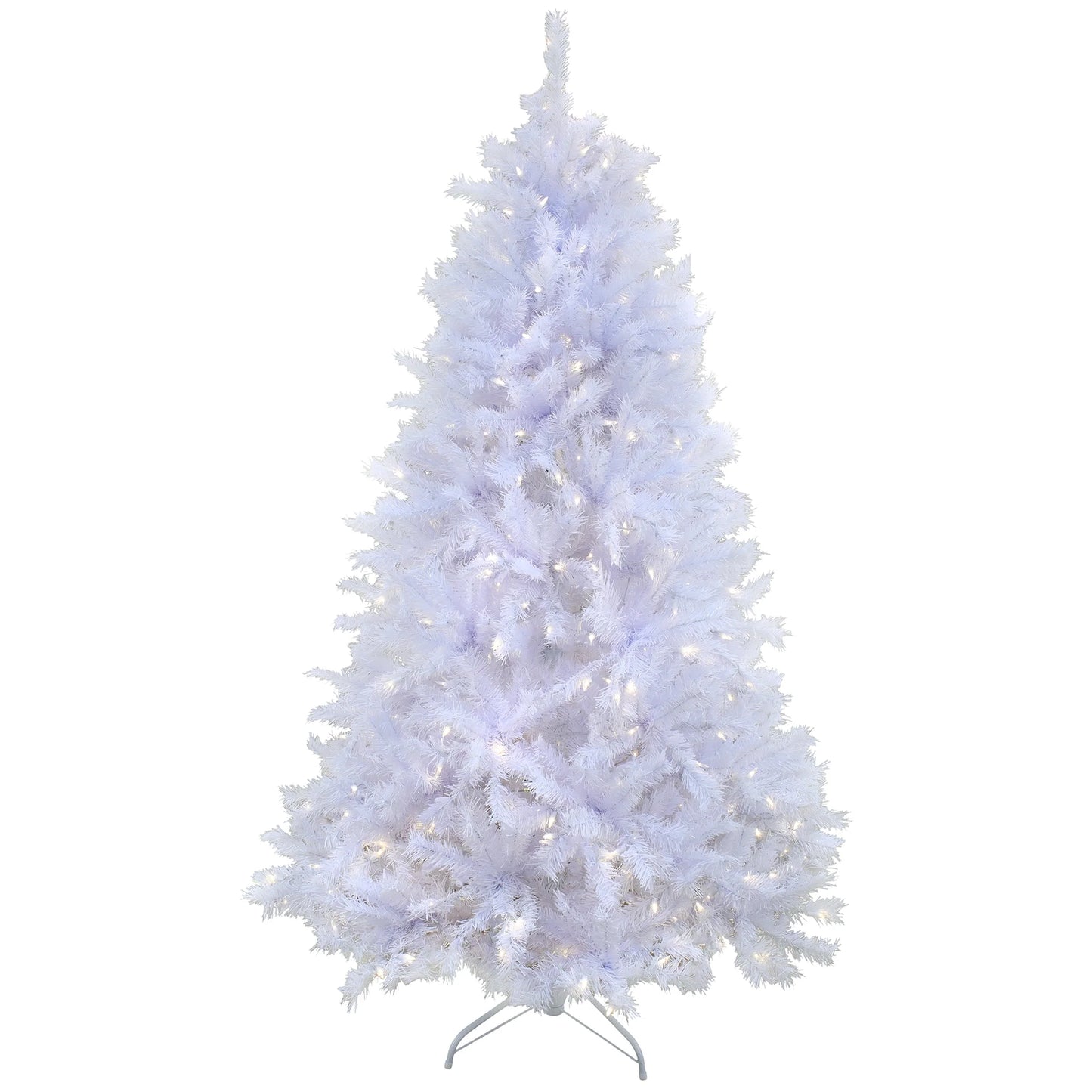 6.5 ft. Pre-Lit Artificial Millville Christmas Tree, White, 400 Warm White LED Lights, PowerConnect System, Includes Stand