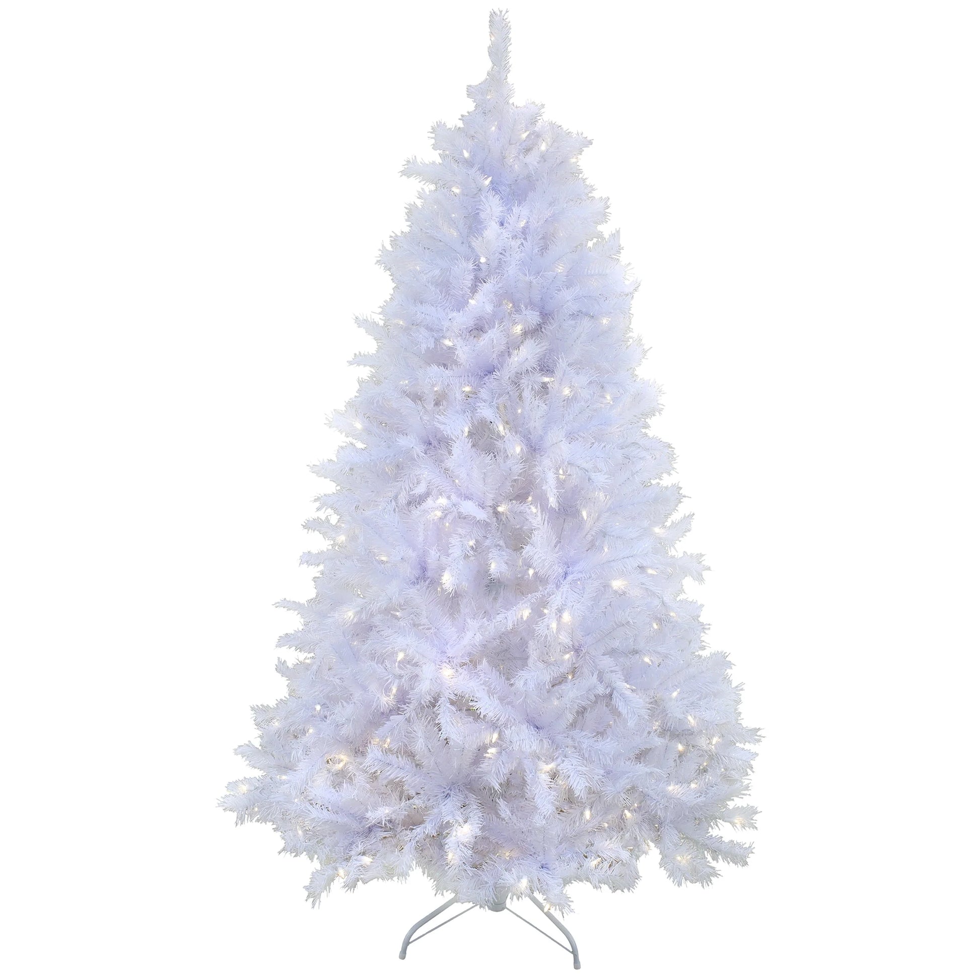 6.5 ft. Pre-Lit Artificial Millville Christmas Tree, White, 400 Warm White LED Lights, PowerConnect System, Includes Stand