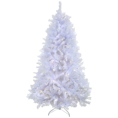 6.5 ft. Pre-Lit Artificial Millville Christmas Tree, White, 400 Warm White LED Lights, PowerConnect System, Includes Stand