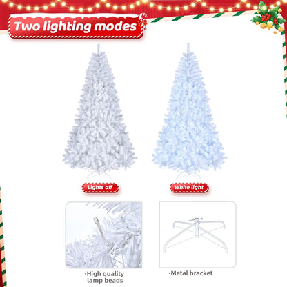 Ktaxon 6.5FT Pre-Lit Christmas Tree, Warm White Lights Pencil Xmas Tree, Slim Christmas Tree with 719 Tips, White