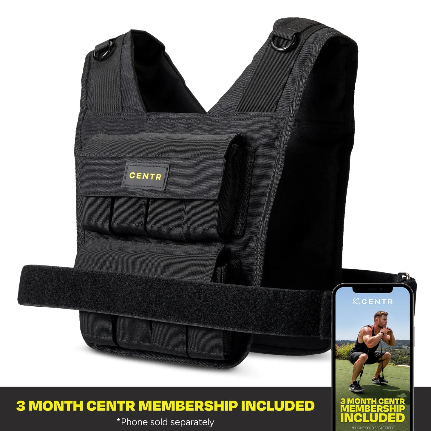 Centr By Chris Hemsworth Fitness Weight Vest, 20 lbs, with 3-Month Digital Membership
