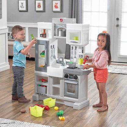 Step2 Downtown Delights Plastic Play Kitchen with 24 Piece Play Set