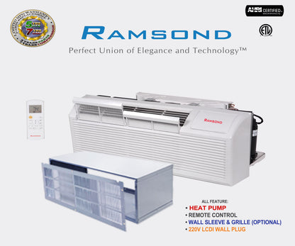 15000 BTU Packaged Terminal Air Conditioning (1.25 Ton) and Pump and Backup Electrical Heater (10.6 EER) 230-Volt