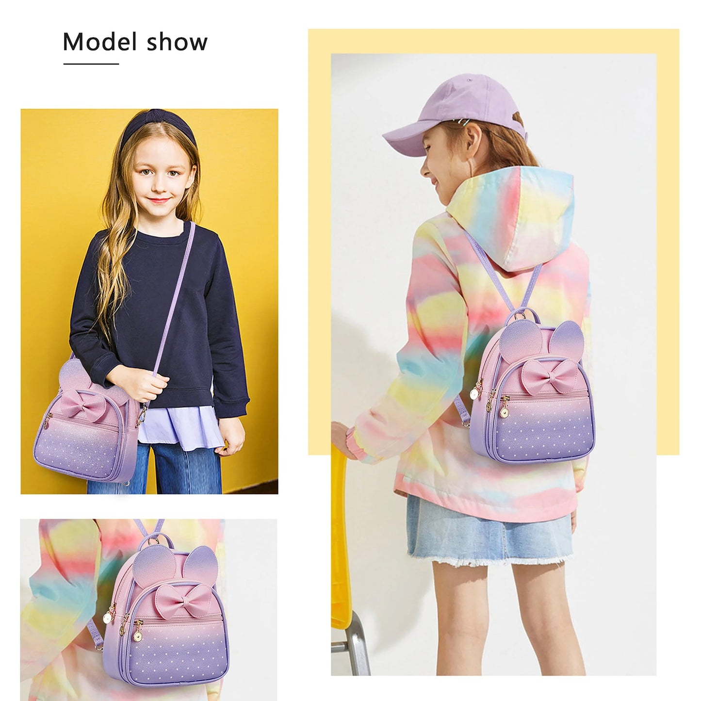 KL928 Women Girls Gradient Fashion Backpack Purse Women's Mini Quilted Zipped Backpack Christmas Gifts