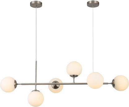 KCO Lighting 6-Light Smoke Glass Sputnik Chandelier Brass Gold Linear Pendant Lighting