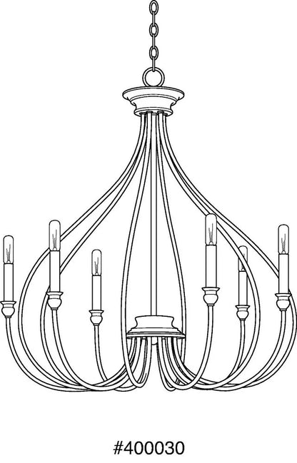 P400030-143-Progress Lighting-Whisp - Chandeliers Light - 6 Light in Farmhouse style - 28.25 Inches wide by 30 Inches high -Traditional