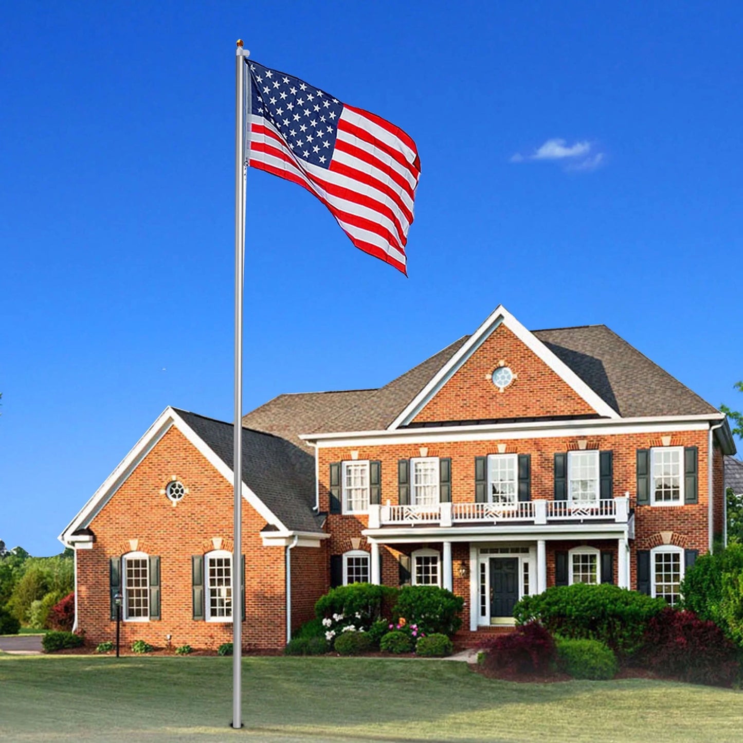 Yescom 20 Ft Aluminum Sectional Flagpole Kit 3'x5' US American Flag Gold Ball Kit Hardware Outdoor Garden Halyard Pole