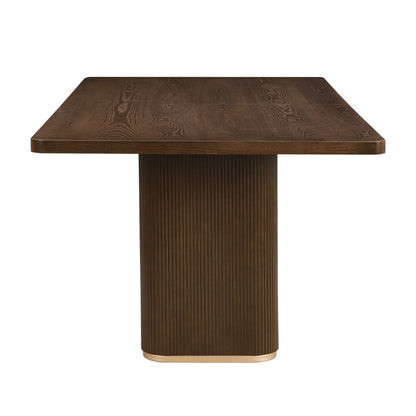 Christopher Knight Home 84" Rectangular Wood Dining Table for 6-8 people with Solid Pillar Base, Walnut