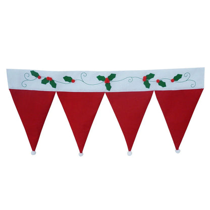 Hemoton Christmas Santa Hat Curtain Valance Christmas Door Window Flag Bunting Decorations for Home Living Room (Red)