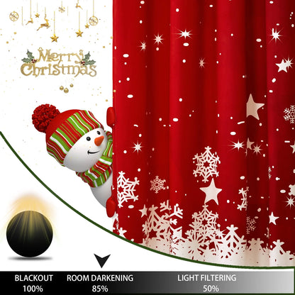 CAROMIO Christmas Curtains for Living Room, Red Velvet Window Curtains 2 Panels Set Room Darkening Curtains, 52 x 63 inches