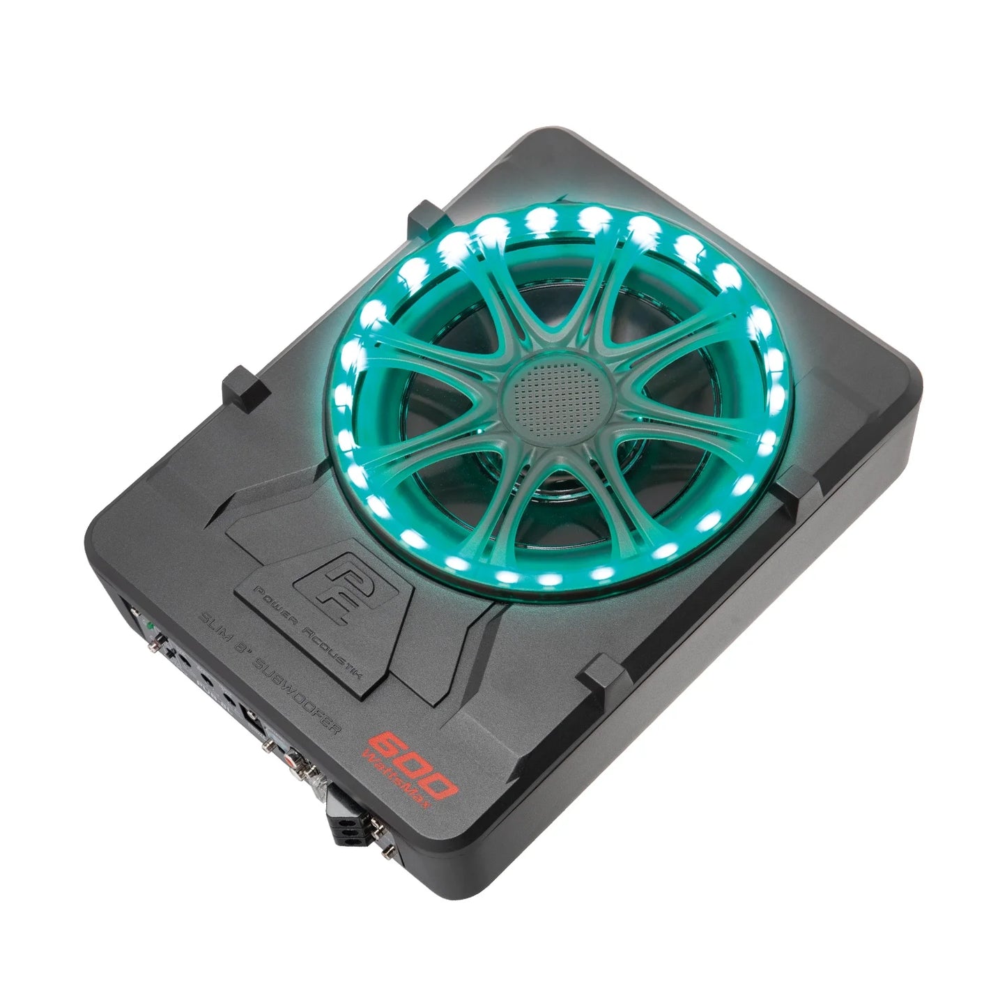 Power Acoustik USW-80L Low Profile 8" Car Subwoofer Enclosure, 600W Class D Amplifier + LED Lighting (New)