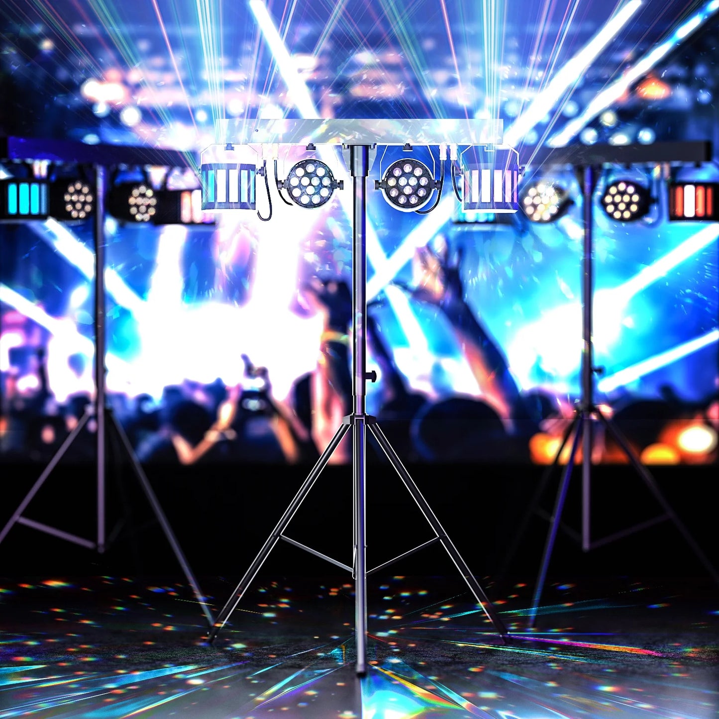 DJ Lights with Stand, 24PCS+8PCS RGBW Party Bar Light Set,Sound Activated LED Stage Lighting for Disco Wedding Halloween Christmas
