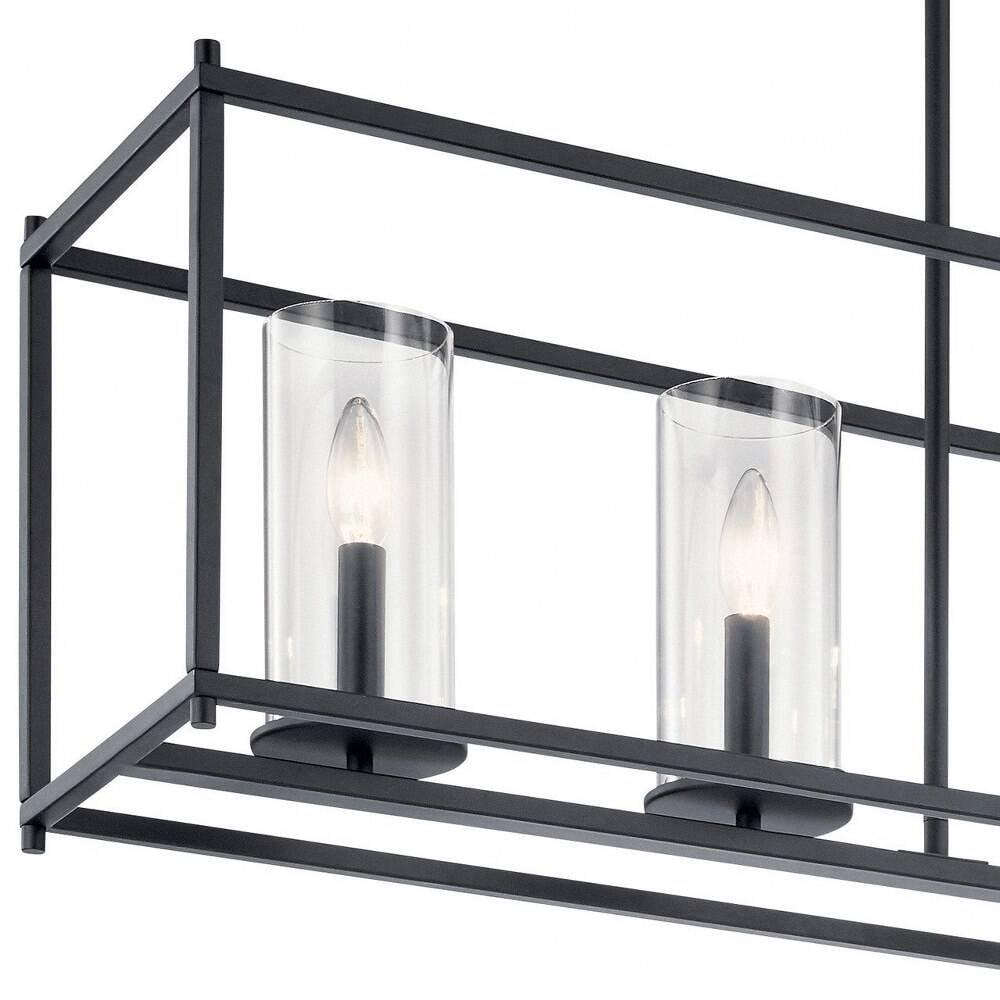 43995BK-Kichler Lighting-Crosby - 5 Light Linear Chandelier - with Contemporary Inspirations - 25.75 Inches Tall by 41.2 Inches Long-Black Finish