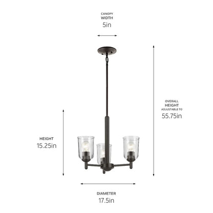43670BK-Kichler Lighting-Shailene - 3 light Mini Chandelier - 17.5 inches wide-Black Finish -Traditional Installation