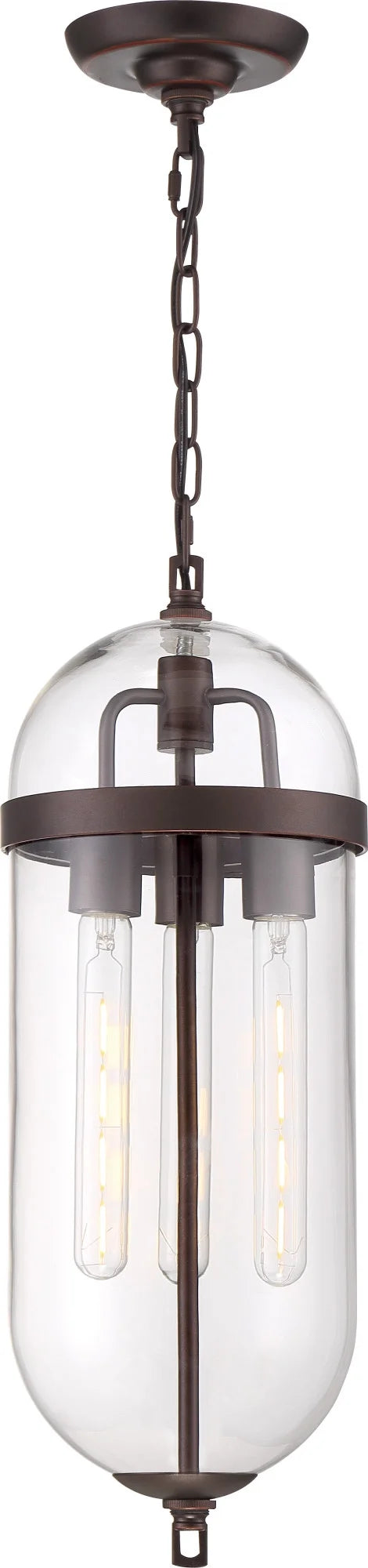 60/6913-Nuvo Lighting-Aurora-3 Light Pendant-8 Inches Wide by 23 Inches High-Vintage Brass Finish -Traditional Installation