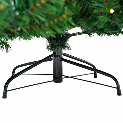 Costway 9Ft Pre-Lit PVC Christmas Tree Hinged 700 LED Lights Green