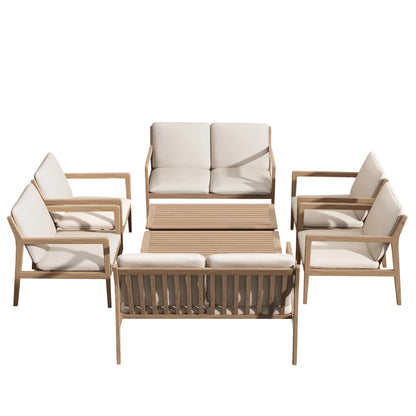 Christopher Knight Home 4-Piece Outdoor Conversation Set, Solid Wood Frame with Beige Cushions, Light Teak