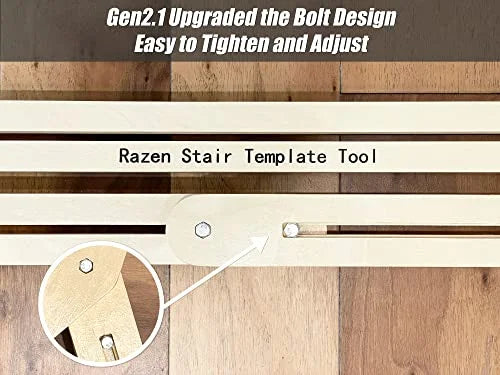 Stair Tread Template Tool Gen3.0, Wood Stair Jig for Measuring Shelf, Laminate Treads and Risers, Adjustable Stair Gauge from 30.25" to 49.25", Upgraded Screw Tightening