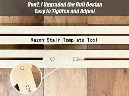 Stair Tread Template Tool Gen3.0, Wood Stair Jig for Measuring Shelf, Laminate Treads and Risers, Adjustable Stair Gauge from 30.25" to 49.25", Upgraded Screw Tightening