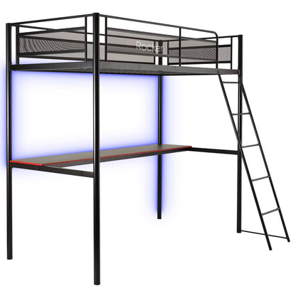 X Rocker HQ Gaming Bunk Bed with LED Lighting, Black, Twin