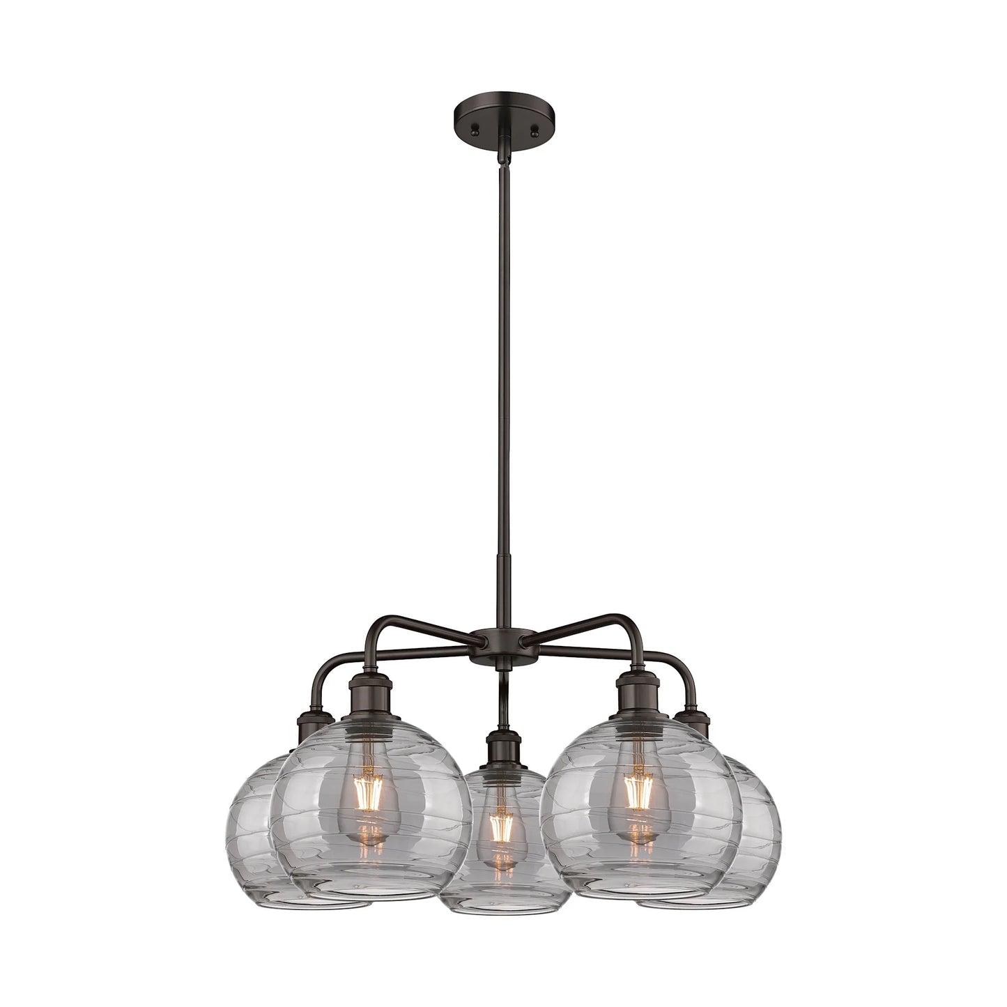 516-5CR-AC-G1213-8SM-Innovations Lighting-Athens Deco Swirl - 5 Light Stem Hung Chandelier In Industrial Style-15.38 Inches Tall and 26 Inches