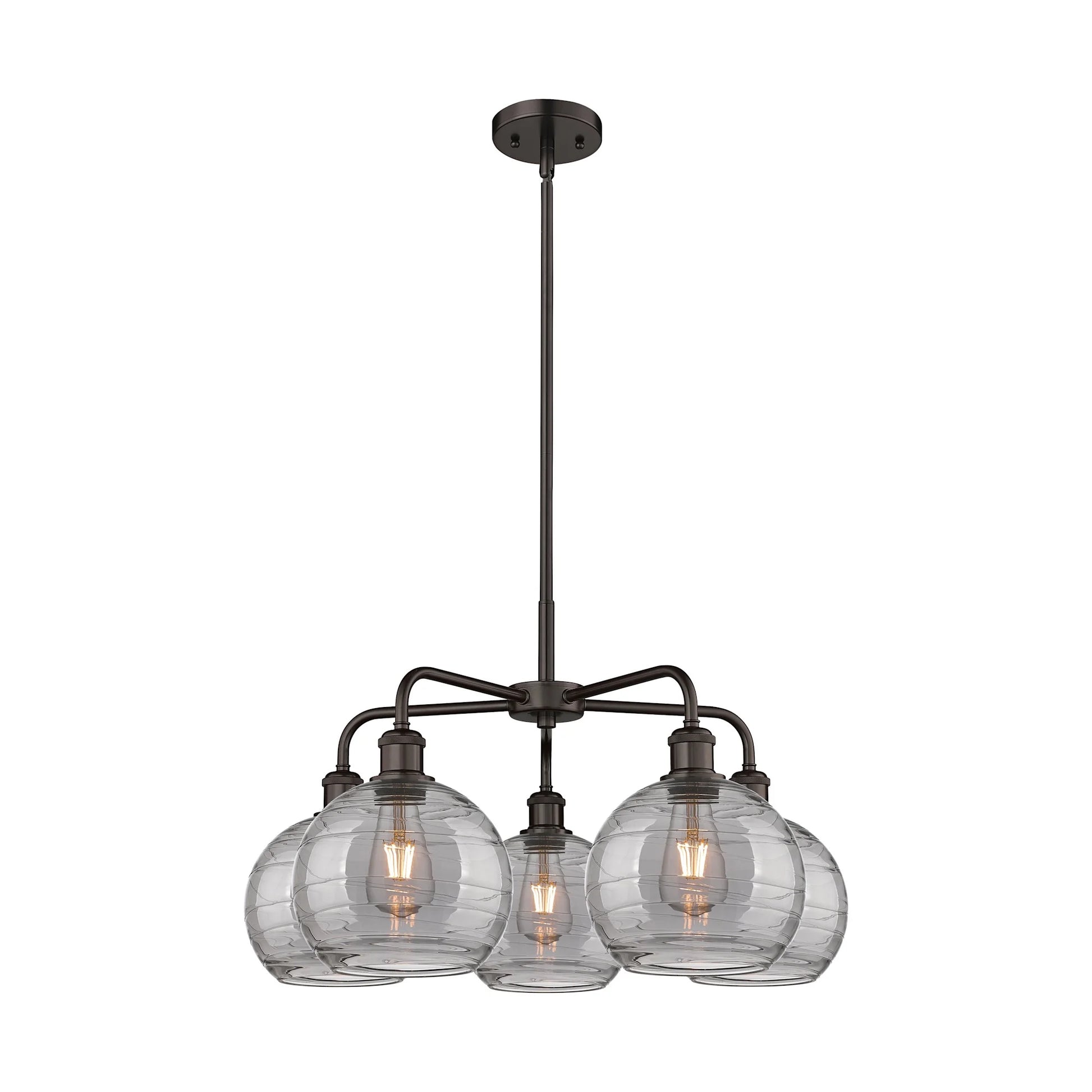 516-5CR-AC-G1213-8SM-Innovations Lighting-Athens Deco Swirl - 5 Light Stem Hung Chandelier In Industrial Style-15.38 Inches Tall and 26 Inches