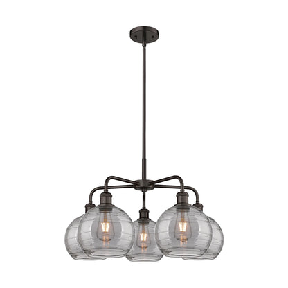 516-5CR-AC-G1213-8SM-Innovations Lighting-Athens Deco Swirl - 5 Light Stem Hung Chandelier In Industrial Style-15.38 Inches Tall and 26 Inches