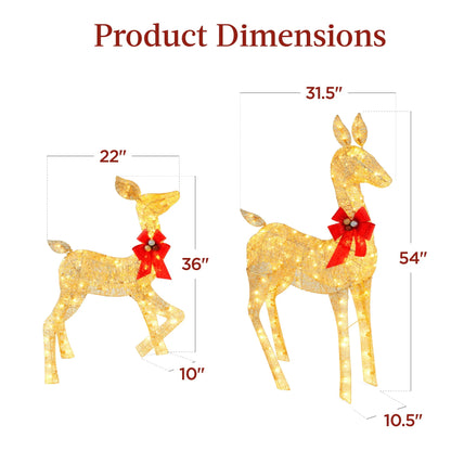 Best Choice Products 2-Piece Lighted Christmas Deer Set Outdoor Yard Decoration with 210 LED Lights, Stakes - Gold