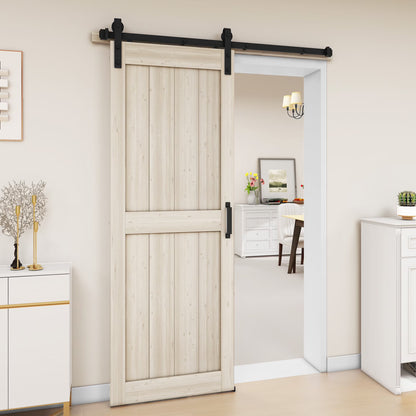 Uforic 48" x 84" Silding Barn Door,with Hardware Kit Rail,and Handle,Pulleys, Gray