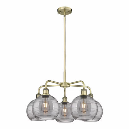 516-5CR-AC-G1213-8SM-Innovations Lighting-Athens Deco Swirl - 5 Light Stem Hung Chandelier In Industrial Style-15.38 Inches Tall and 26 Inches