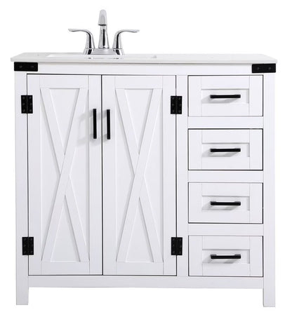 Elegant Lighting Vf90236 Grant 36" Free Standing Single Basin Vanity Set - White