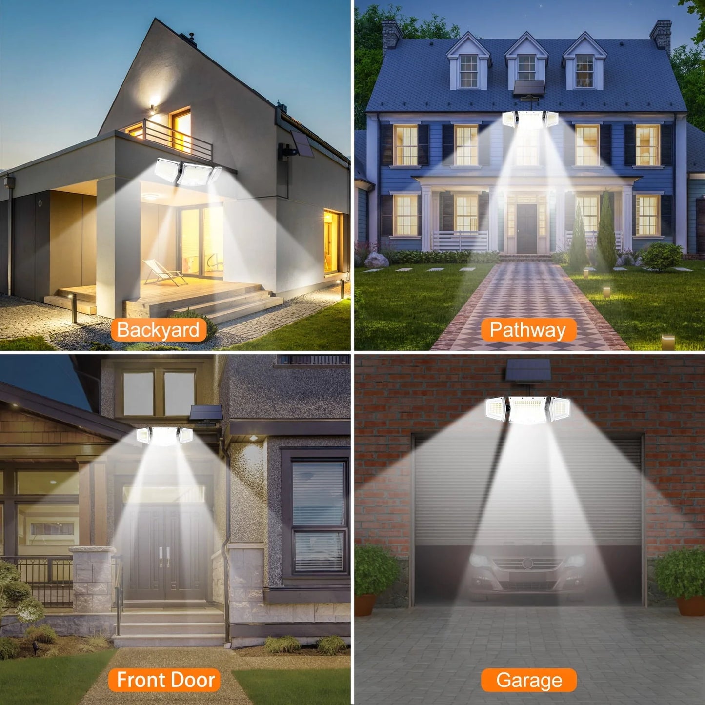 WYRAVIO Solar Lights Outdoor, 205 LED Solar Motion Sensor Security Lights, Solar Flood Lights with 3 Modes 270° Wide Lighting Angle, IP65 Waterproof Wall Lamp for Porch Yard Garage