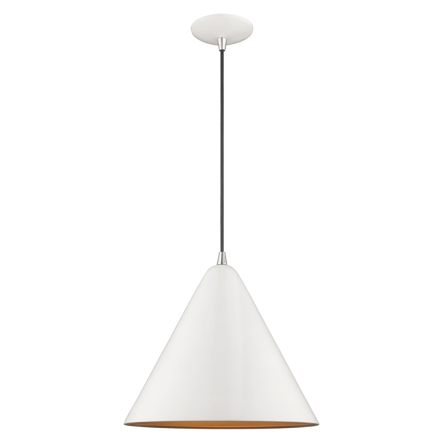 Livex Lighting Dulce 14" 1-Light Modern Metal Single Pendant in Shiny Black