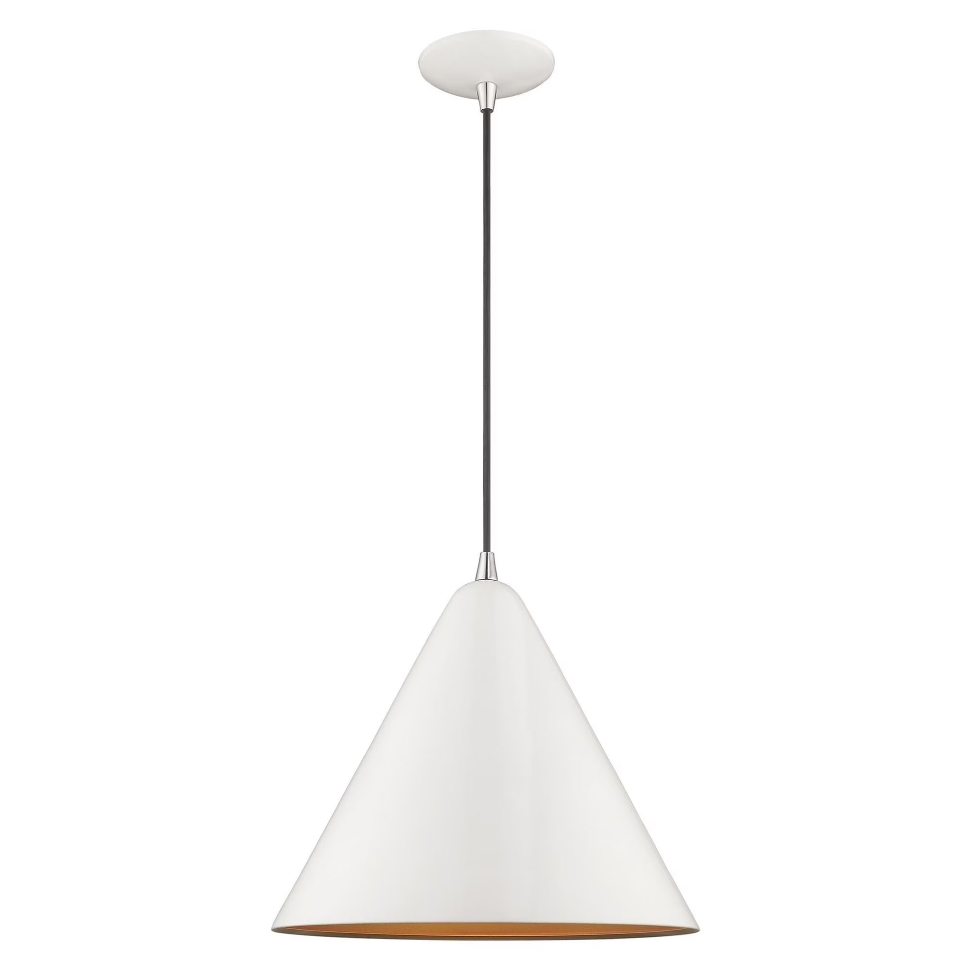 Livex Lighting Dulce 14" 1-Light Modern Metal Single Pendant in Shiny Black