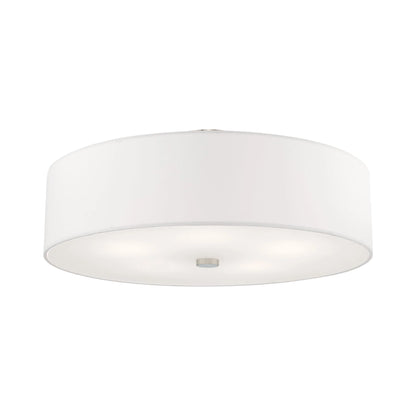 Livex Lighting Meridian 9" 5-Light Metal & Fabric Semi Flush in Satin Brass