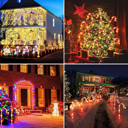 Outdoor Christmas Decorations,12 Pack Solar Christmas Candy Cane Lights with Wireless Remote Control & Bigger Solar Panel, 9 Modes Bright All Night Solar Christmas Yard Pathway Decorations