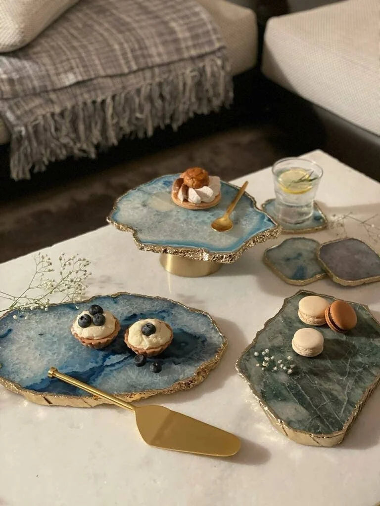 Green Aventurine Cheese Board Quartz Charcuterie Tray Agate Table Centrepiece for Christmas Decor