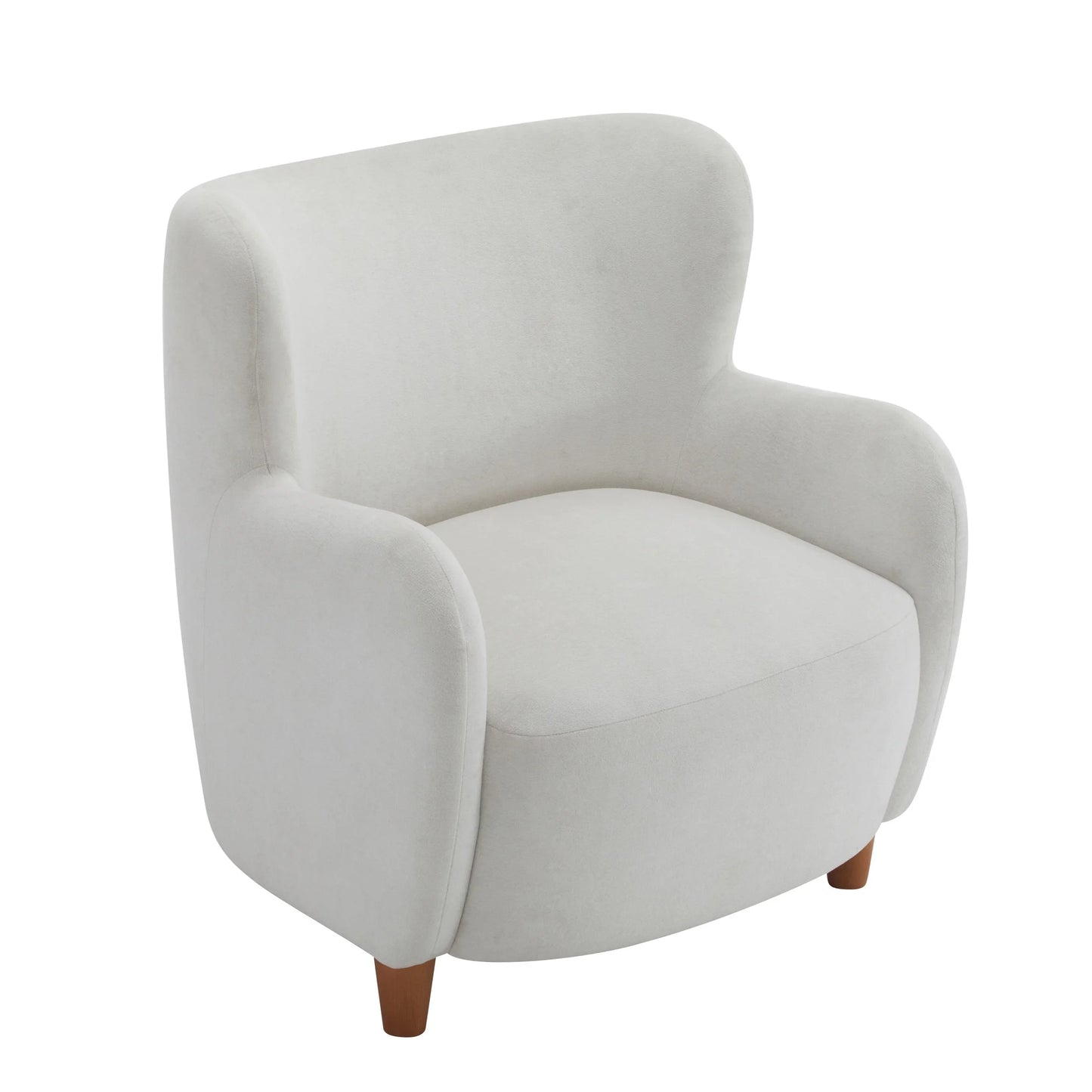 Christopher Knight Home Mid-Century Modern Velvet Wingback Accent Chair with Birch Legs, White