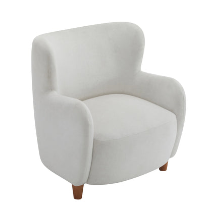 Christopher Knight Home Mid-Century Modern Velvet Wingback Accent Chair with Birch Legs, White