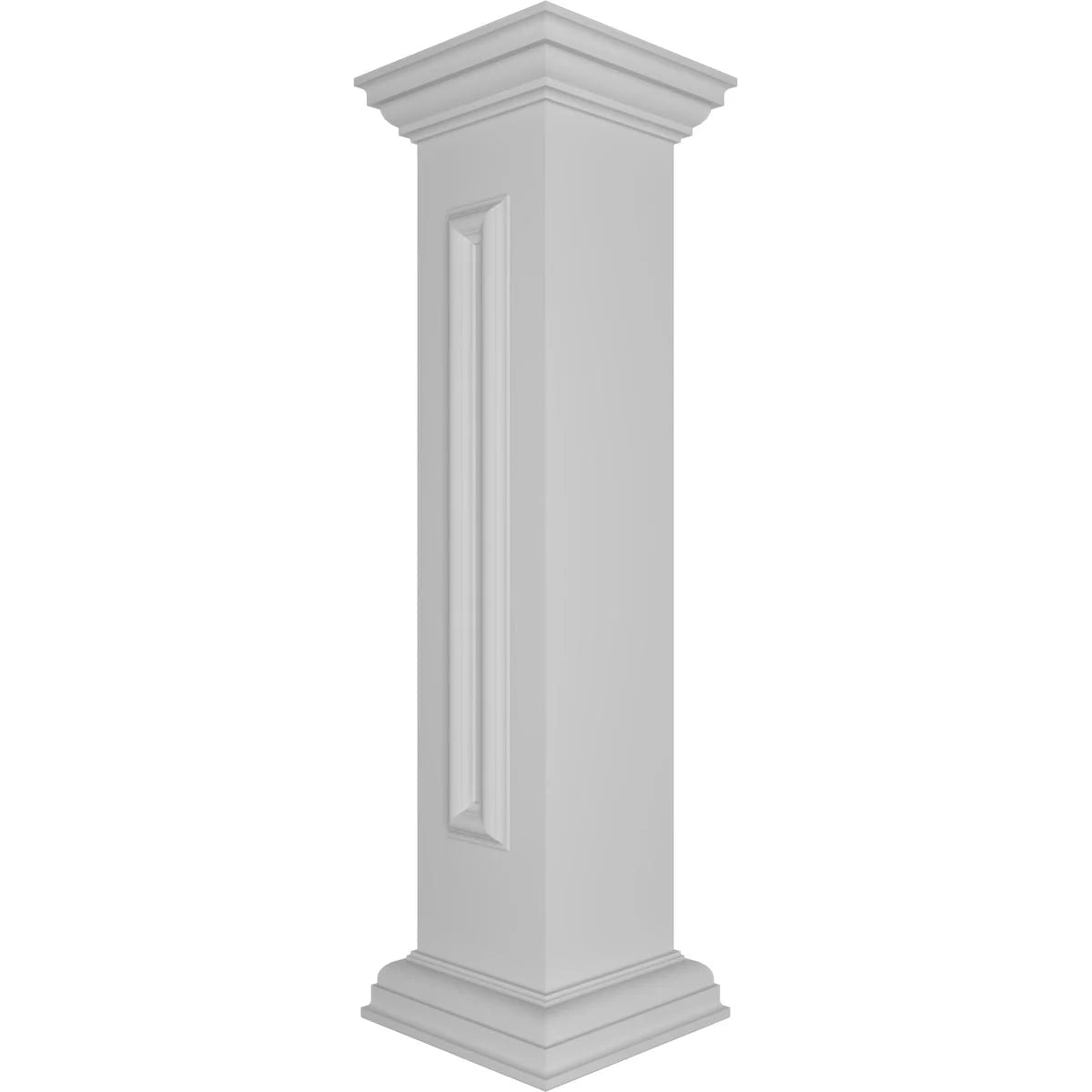 Ekena Millwork 8"W x 40"H End Newel Post with Panel, Flat Capital & Base Trim (Installation kit included)