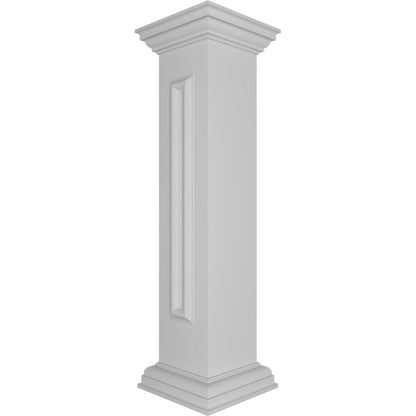 Ekena Millwork 8"W x 40"H End Newel Post with Panel, Flat Capital & Base Trim (Installation kit included)
